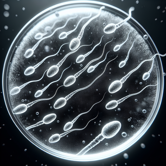 Close-up view of healthy sperm cells swimming vigorously in a clear, transparent fluid under a microscope.